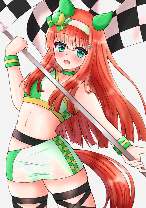 レースクイーンなスズカさん描きました!
...意外とこういう衣装も似合いますね

#ウマ娘
#サイレンススズカ 