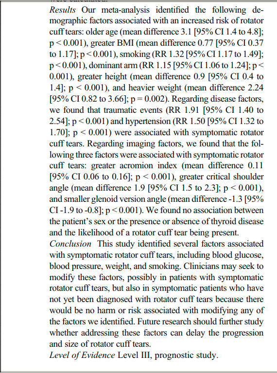 PhysioMeScience's tweet image. What Factors Are Associated with Symptomatic Rotator Cuff Tears: A Meta-analysis 

👀👀👇👇

pubmed.ncbi.nlm.nih.gov/34424222/