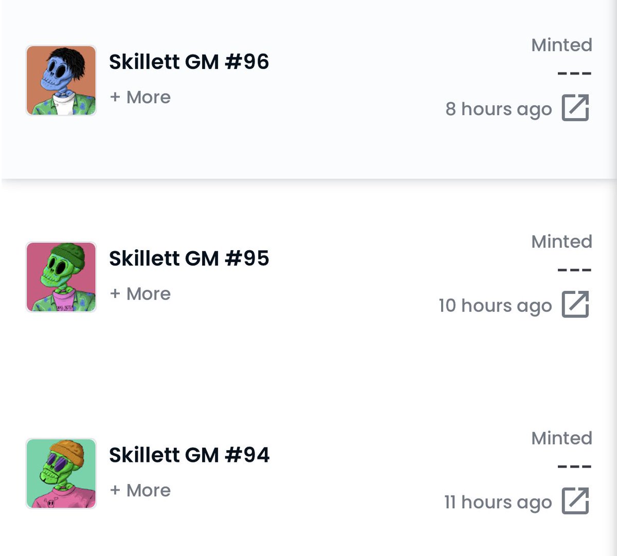 🔥💀 GM 💀🔥

OMG, the hype for Skillett come back ? The brother <a href="/TheRealDrip2Rip/">Drip2Rip 🫵</a> just grab 3 Skillett and got a awesome army of 4 Skillett 🔥

SkillettGang.io

Mint is live, 3 left before 0.1 $eth #NFTGiveaway and the 10% of global sales 

#NFT #NFTs