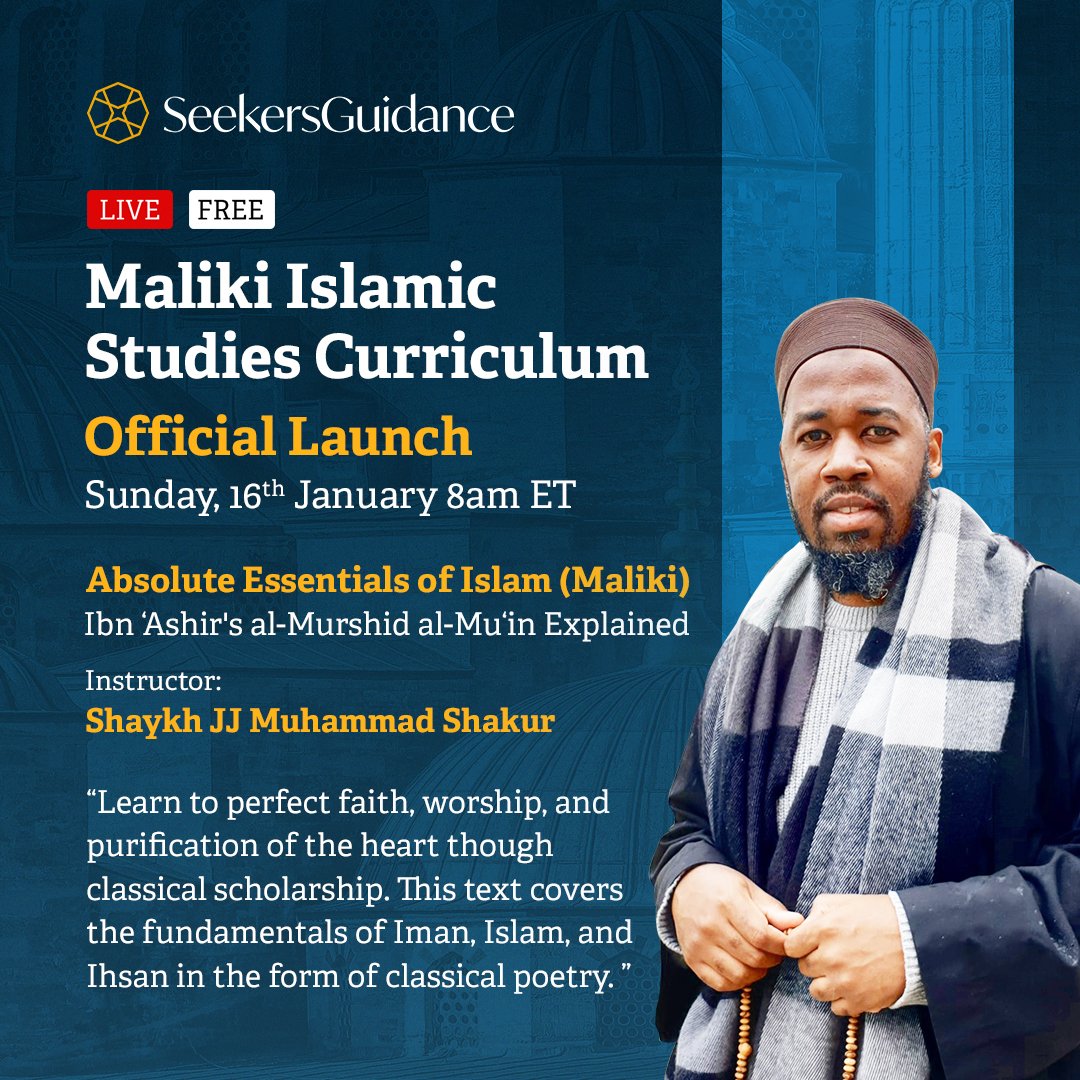 SeekersGuidance's tweet photo. 𝗧𝗵𝗲 𝗺𝘂𝗰𝗵 𝗮𝗻𝘁𝗶𝗰𝗶𝗽𝗮𝘁𝗲𝗱 𝗼𝗳𝗳𝗶𝗰𝗶𝗮𝗹 𝗹𝗮𝘂𝗻𝗰𝗵 𝗼𝗳 𝗼𝘂𝗿 𝗠𝗮𝗹𝗶𝗸𝗶 𝗜𝘀𝗹𝗮𝗺𝗶𝗰 𝗦𝘁𝘂𝗱𝗶𝗲𝘀 𝗖𝘂𝗿𝗿𝗶𝗰𝘂𝗹𝘂𝗺 𝗶𝘀 𝗵𝗲𝗿𝗲.
The first live lesson starts today at 8 AM ET | 1 PM GMT.
#SeekersGuidance #Islamicknowledge #Knowledgewithoutbarriers https://t.co/2E4leqItH5