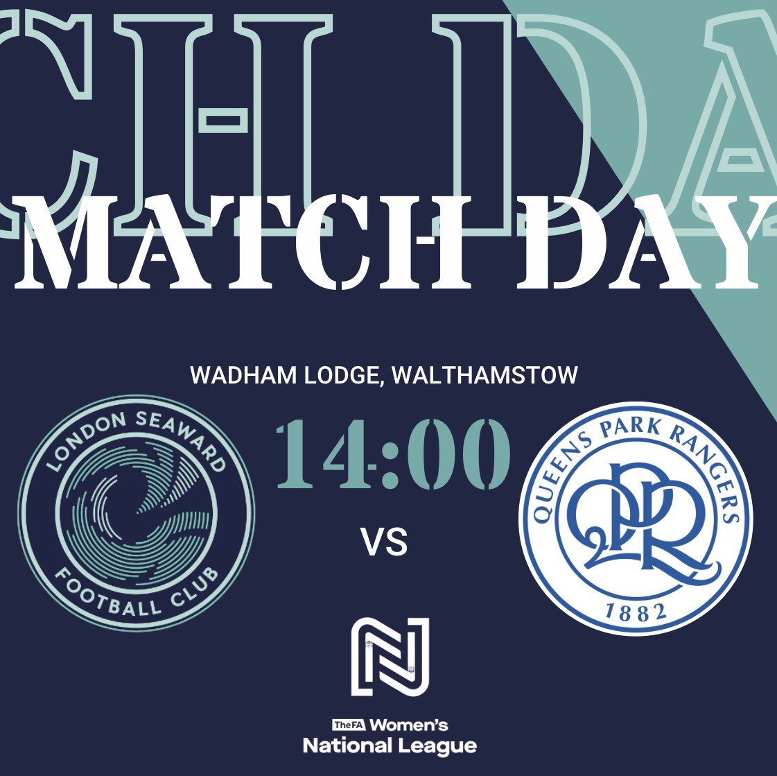 MATCH DAY! And we’re back at the Lodge👏🏼⚓️💙 

🏆 <a href="/FAWNL/">FA Women's National League</a> 
🆚 <a href="/QPRWFC/">QPR FC Women</a> 
🗓️ Today
🕑 2pm KO
🏟️ Wadham Lodge, E17 4JP
🎫 Adults £5, Concessions £3

C'mon Seaward⚓️💙