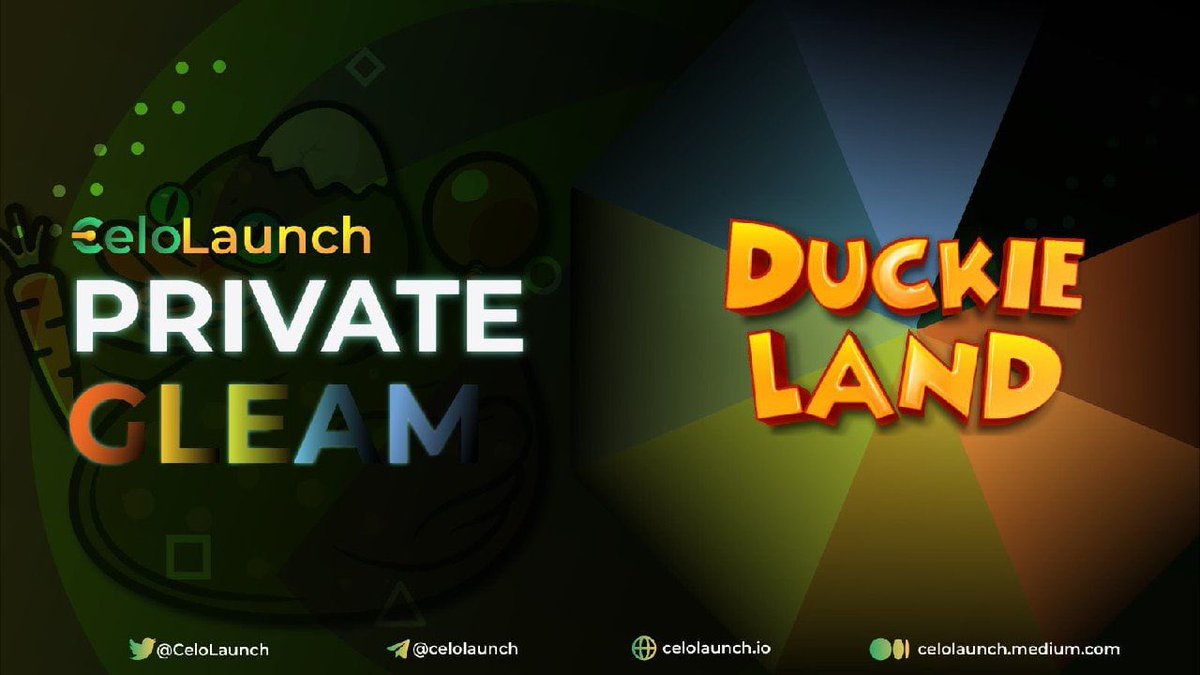 💥CeloLaunch is thrilled to announce the Gleam Contest for Private Sale Round of DuckieLand💥 ⚡️If you are cLA holder holding at least 1000 $cLA, don’t miss the chance to participate in Private Sale Round of DuckieLand on CeloLaunch. Participate at: gleam.io/CWj7X/duckiela…