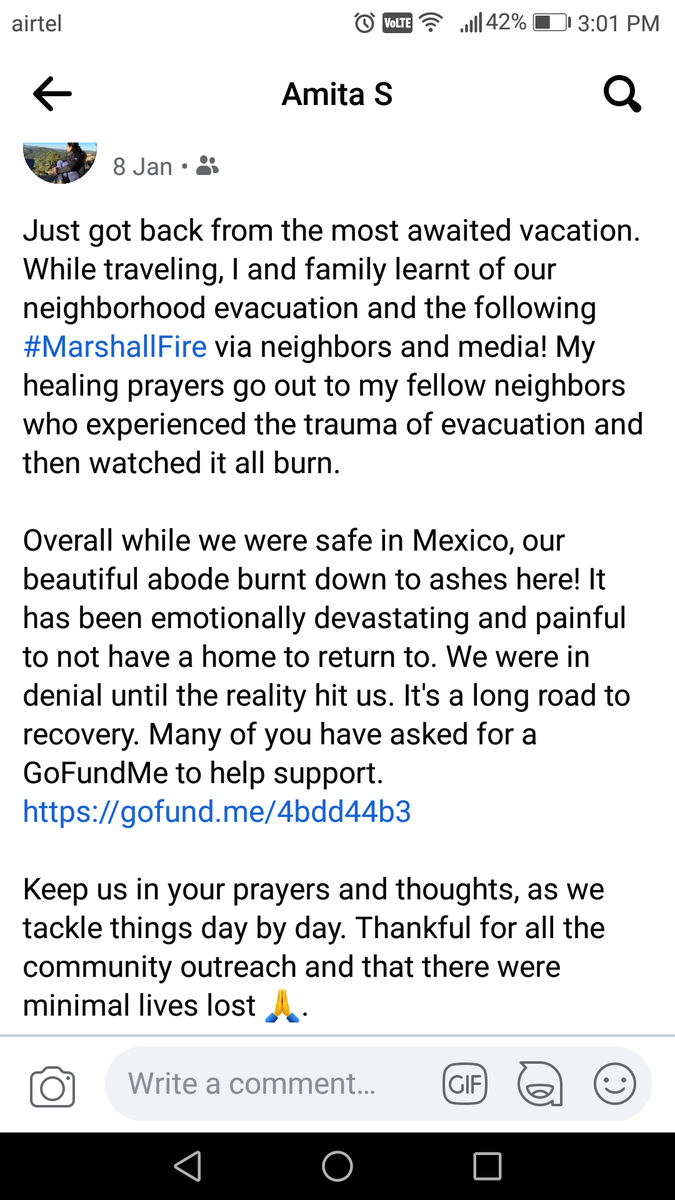 twilightfairy's tweet photo. Folks my friend amita &amp; her husband @manusobti lost everything, literally, in a wildfire that burnt down their house. Apart from being unimaginably devastating, it's also financially tough despite insurance covering certain things. Pls help them recover https://t.co/uS25vrNglt https://t.co/MWFwLawNZz