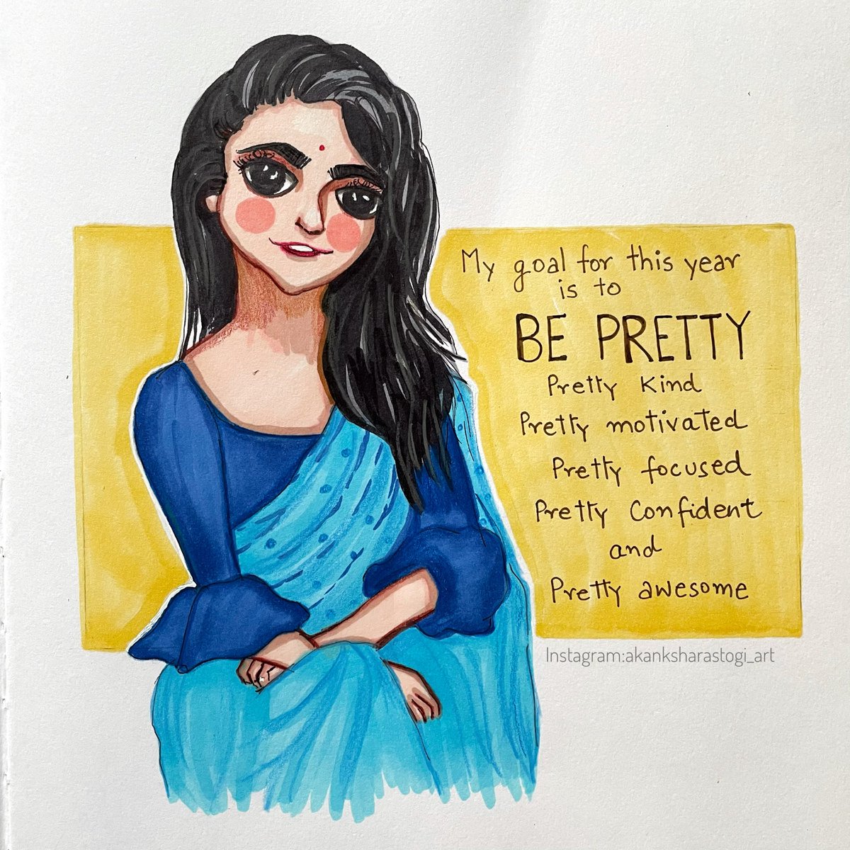 Akanksha_R3's tweet photo. #NewYearsResolution #goals #focused #PositiveVibes #uplift #india #Indian #nariinsaree #sareelove #illustrator #artist https://t.co/IPoGnSoPMr