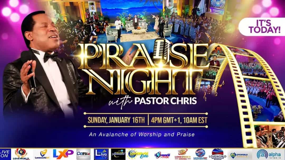 LoveworldMV's tweet photo. It is the PRAISE NIGHT with Pastor Chris, and it's happening today.

Don't miss out.

#praisenight #praisenightwithpastorchris #pastorchrisworthhearing #loveworldnetworks #loveworldplus #loveworldxp https://t.co/am7hGyJ2hG
