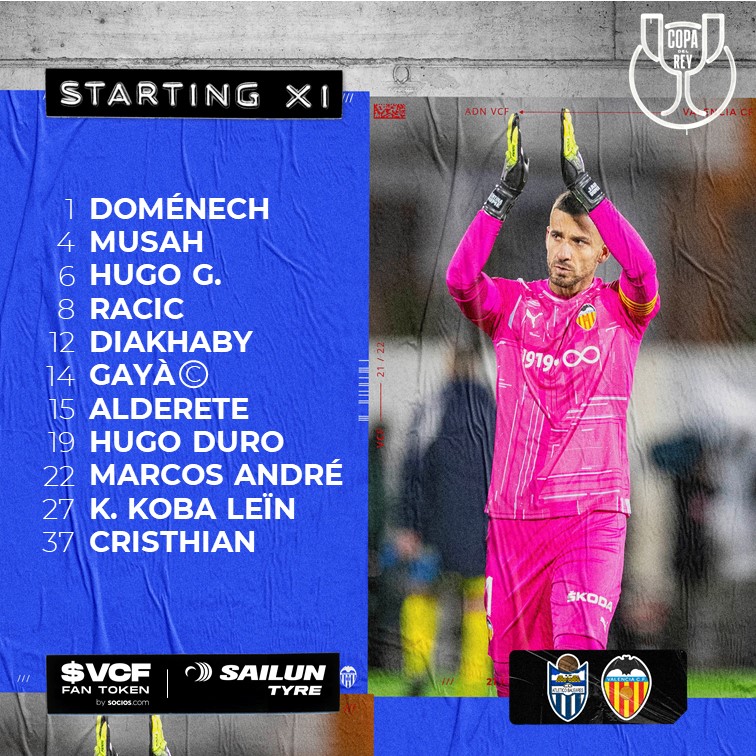valenciacf's tweet photo. ⚽ XI INICIAL 🆚 @atleticbalears

#ATBVCF 🔵⚪🦇
#CopaDelRey https://t.co/XZsG40xvsI