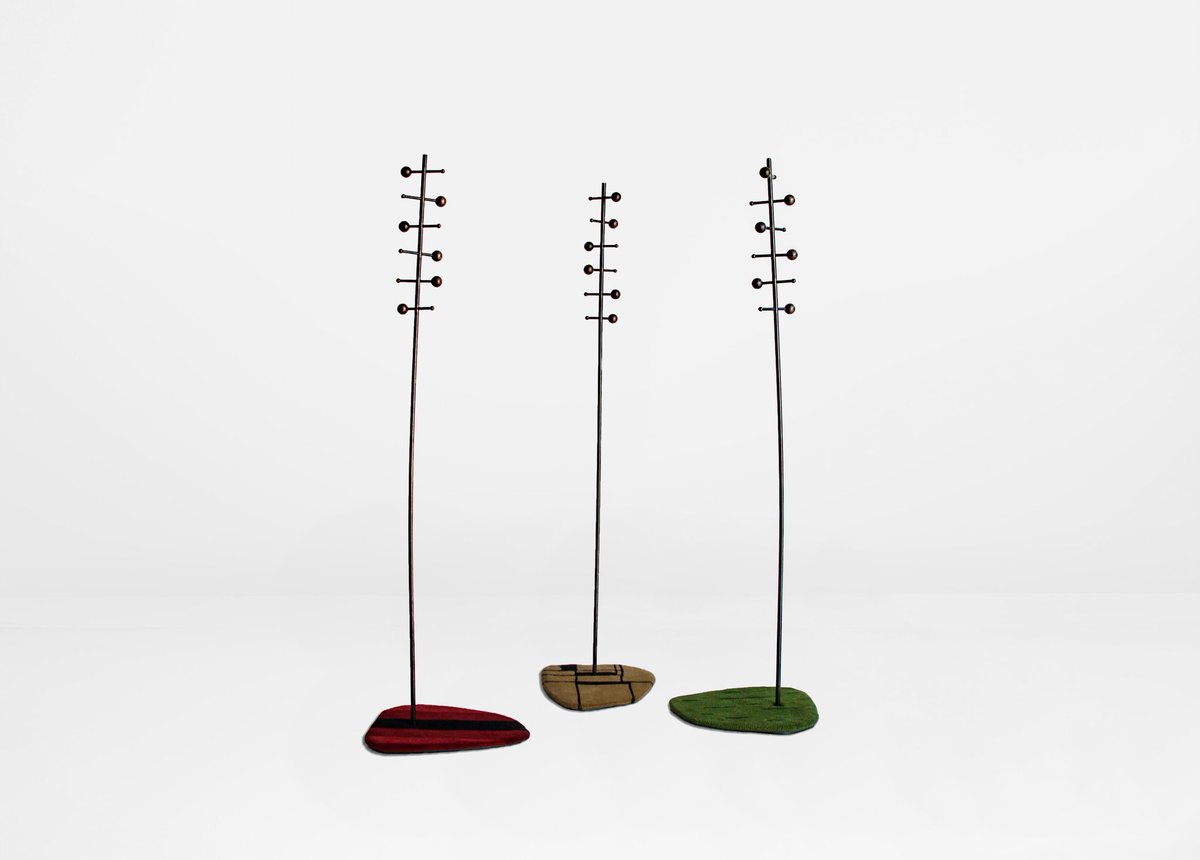 PaddyPikeStudio's tweet photo. These hatstands have a slight bend in the blackened steel tube which I added to give the design movement that can compliment the smooth curves of the base.

 #productdesign #furniture #furnituredesign #modern #contemporarydesign #collectibledesign #nftart #NFTcommunity https://t.co/rFwgz8vxJf