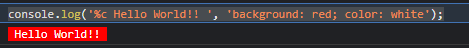 Anubhab_0905's tweet photo. Want to have some fun with the Javascript console.log?
Try out this to color the console.log - maybe error warning info in a different way
console.log('%c Hello World!! ', 'background: red; color: white');
#javascript #tricks #funcoding #tipsandtricks #Tips https://t.co/r7GPPeZWZc