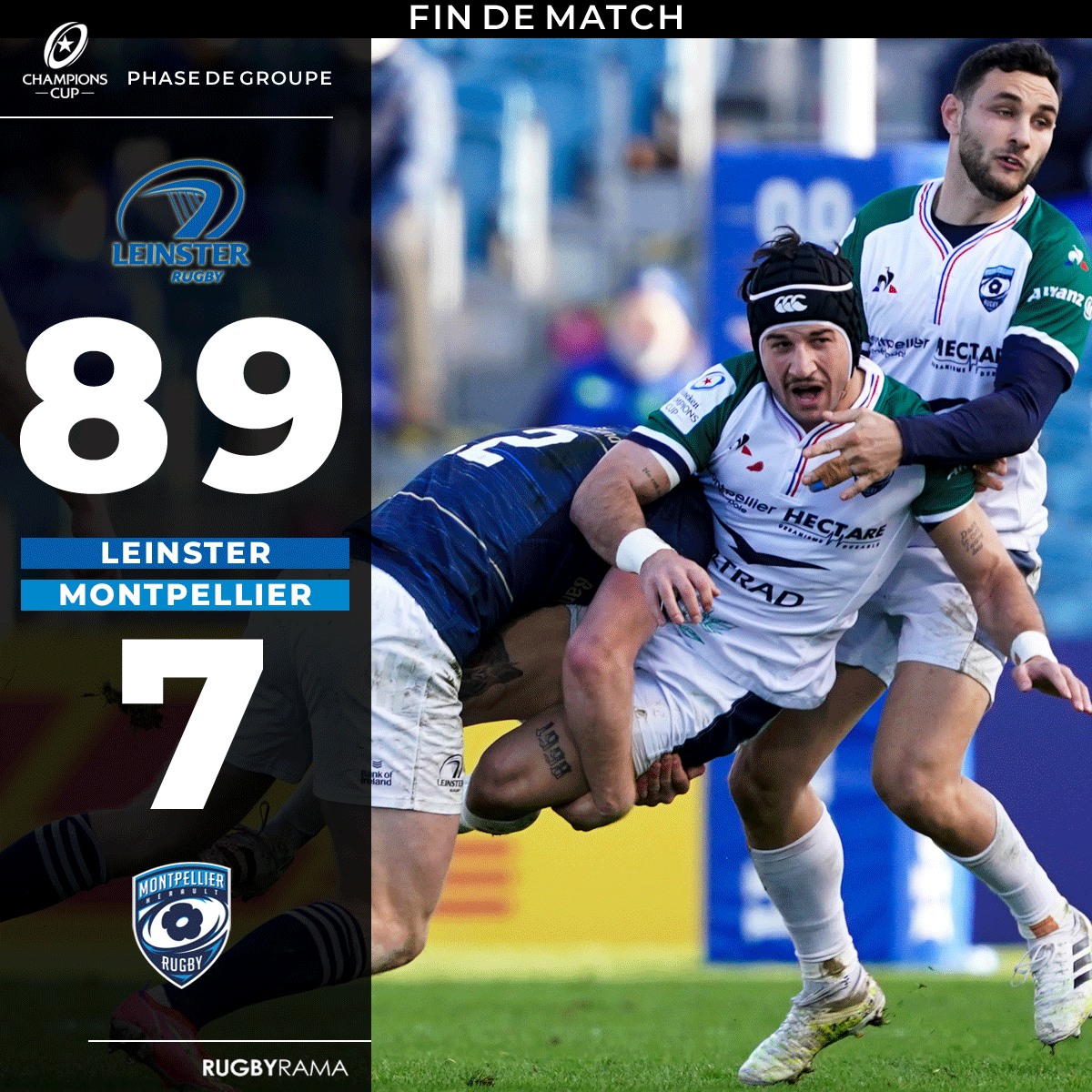 RugbyramaFR's tweet photo. Montpellier terrassé au Leinster !
#LEIMHR #ChampionsCup
Le film du match > https://t.co/zYNeolQm4m https://t.co/mnWiw2rBQV