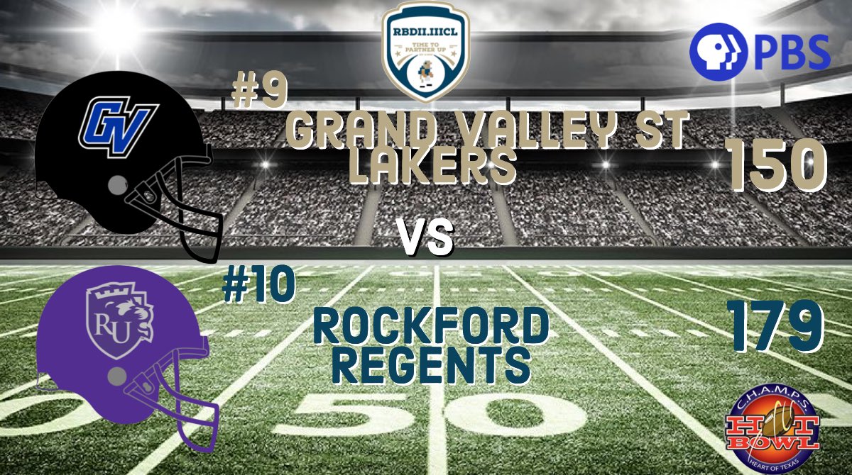 RBDII_IIICL's tweet image. Next up is the Heart of Texas Bowl, where Rockford outlasts Grand Valley State to take home the victory!