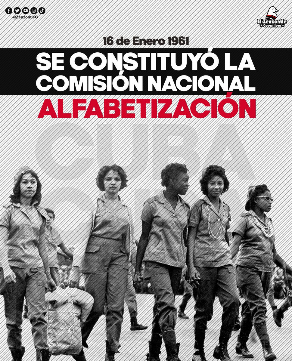#CubaVive | Un #16Enero 1961: En Cuba se constituyó la Comisión Nacional de Alfabetización. El gobierno revolucionario realizó censos para emprender lo antes posible la Cruzada Nacional de Alfabetización. 📖✊🏻🇨🇺

#2022EsperanzasVictoriosas 
#TodosLosTriunfosSonDelPueblo