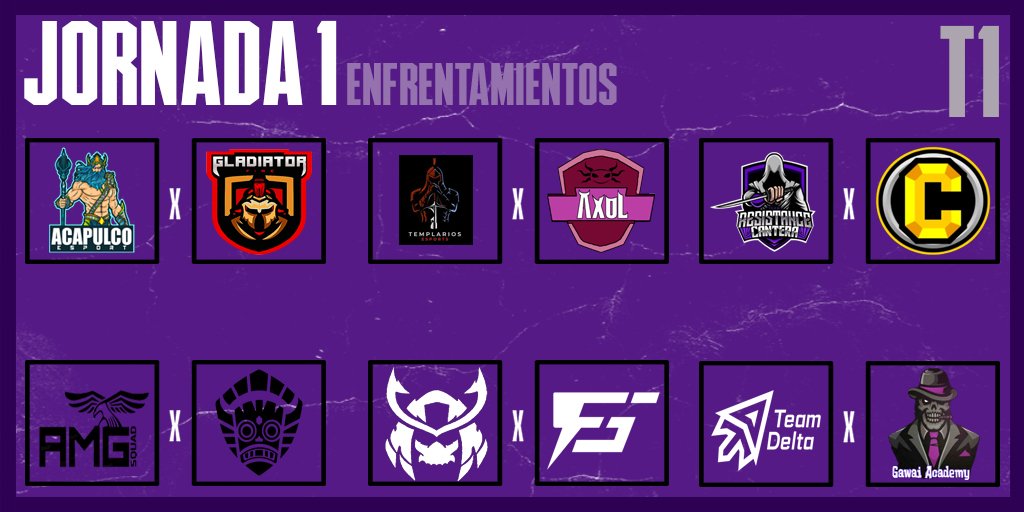 LeagueTFK's tweet photo. ¡1ERA JORNADA! #TFKLeague 

@Acapulco_eSport 🆚 @FireGladiators 
@TemplariosEGS 🆚 @AxolEsports 
@NewResistance_ 🆚 @CapitalGamingCR 
@cr_amg 🆚 @StrangersGG 
@AzinGaming 🆚 @F5Gaming__ 
@TDelta_CR 🆚 @Gawai_Academy1 

¿Quiénes darán los primeros pasos para ser campeones?

#BeTFK https://t.co/XVr0dOr08I