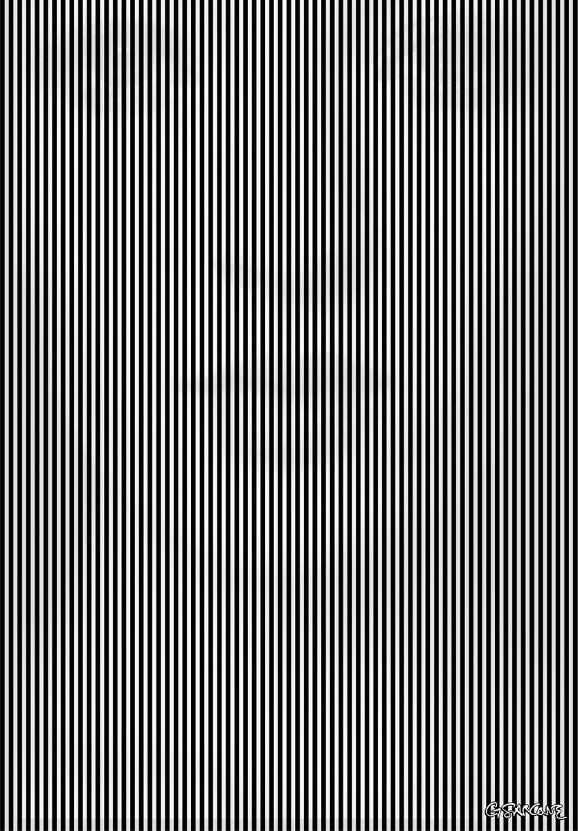 I’m Behind (aka Hidden Beauty, 2008 • acrylic, mixed media, 153 x 220 cm)
Available as prints and posters from my online gallery: fineartamerica.com/featured/hidde…
Subliminal Op Art. To make the hidden figure appear, MOVE your browser window FROM SIDE TO SIDE. 
#opticalillusion #opart