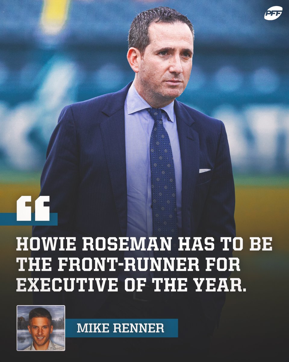 PFF's tweet photo. Does Eagles GM Howie Roseman deserve Executive of the Year? 

@PFF_Mike thinks so 👀 https://t.co/RSL3usMgOX