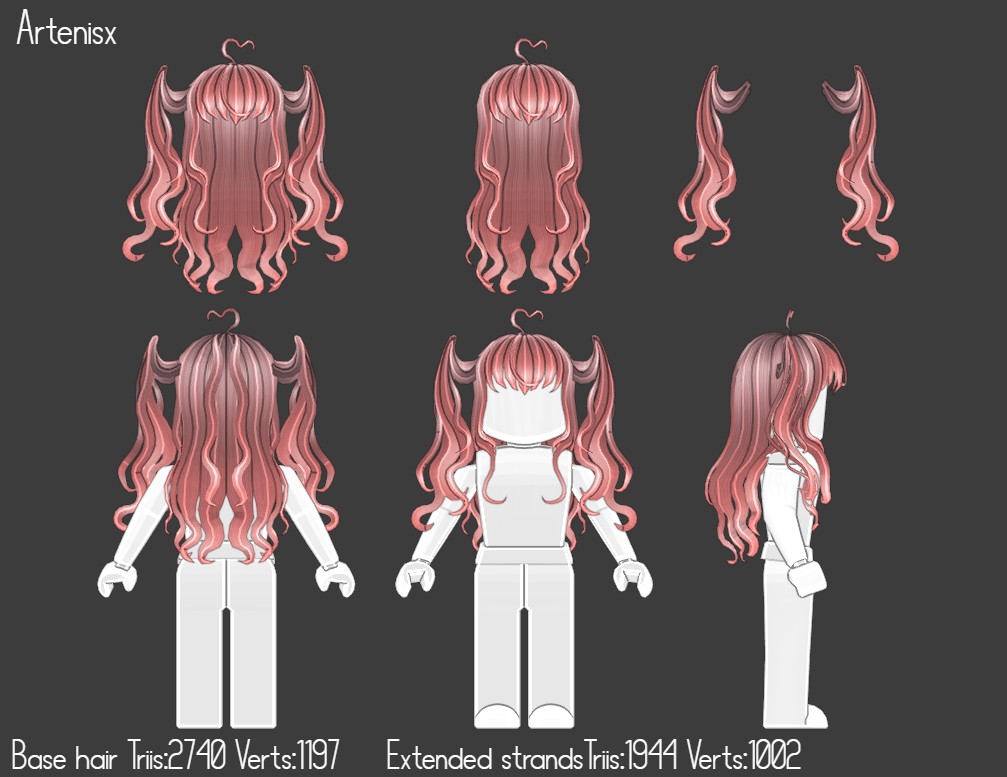 Yanisarrs's tweet photo. Succubus Girl Hair
UGC concept💖
Hair comes with base curly hair &amp; an extended strand pigtails
@Roblox #roblox #RobloxUGC #RobloxUGCConcept https://t.co/FdYxX9YPWu