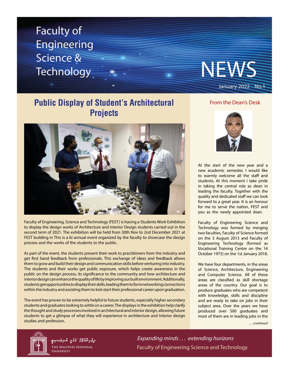 FestMnu's tweet photo. Introducing the monthly newsletter of the Faculty of Engineering, Science and Technology
@MNUedu https://t.co/3xOdF6xWMV