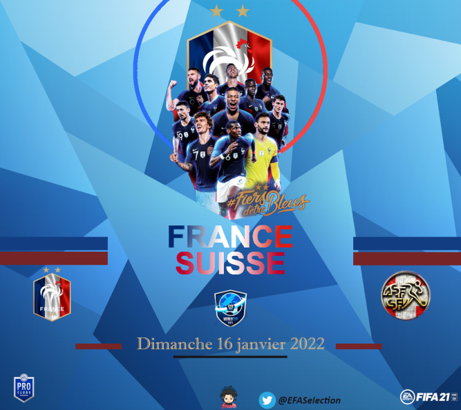 EFASelection's tweet photo. Ce soir nos bleus affronterons 3 nations en match de préparation a l euro ,nous vous donnons rdv des 21h avec @Maximefcngaming !
21h20 @NorwayNT 
22h20 @SwissVPG 
22h40 @BelgiumEsports 
Nous leurs souhaitons bonne chance et nous serons derrière eux venez nombreux! https://t.co/yxCpj3B7S8