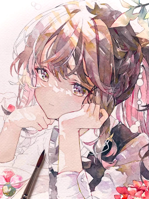 もうすぐ完成*wip
#透明水彩 #illustration 