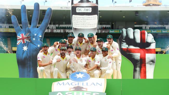 What a surprise that these cut-outs haven’t re-appeared on the podium tonight. Maybe Australian cricket has entered a new era of modesty and humility. Not before time. #Ashes