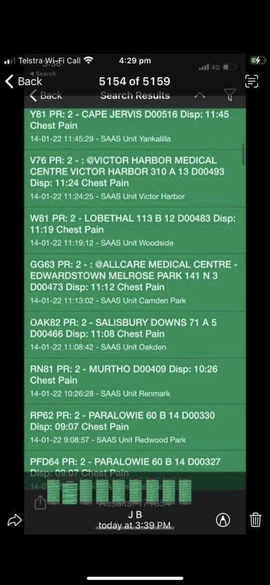 clutchy127's tweet photo. Ambo log call outs in Adelaide. It’s prob nothing. Keep getting vaccinated 🤦🏻 https://t.co/9EQmbNuRPP