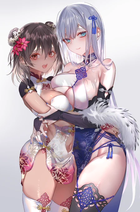 寄り添う二輪の花(うちの子チャイナドレス)

美しくも大胆なチャイナドレスを纏った二人
寄り添って合わさるお胸とむっちり太腿は万病に効く・・・

※イラストはpottsness先生にご依頼しました。ありがとうございました!
※skebコミッションです 無断使用・転載お断り 