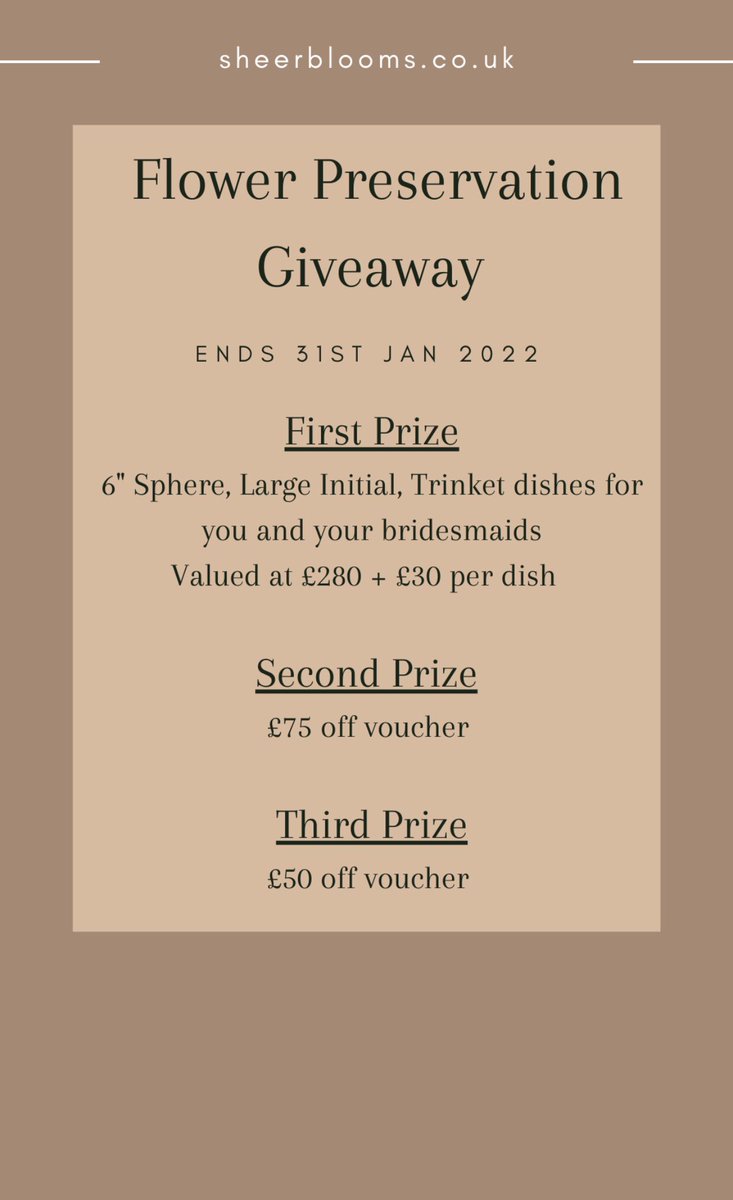 BloomsSheer's tweet photo. Are you a 2022 bride or know someone getting married this year? Why not enter this giveaway? Visit Instagram page - sheerblooms_ to enter. #competition #giveaway #UKGiftHour #gift #flowerpreservation #wedding #bridetobe https://t.co/zqXDQ4PYzv