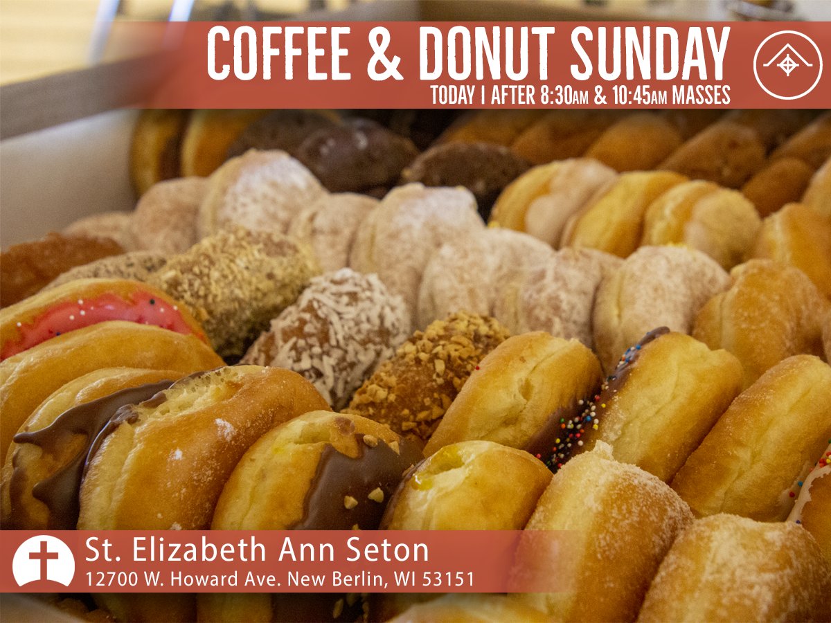 StElizAnnSeton's tweet photo. Are you not looking forward to making breakfast this morning? Wish there was a hot cup of ☕ waiting for you after Mass? 

Stop in Sippel Hall after Mass this morning for coffee, donuts, and conversation! #AllAreWelcome #SetonSpirit #DonutSunday https://t.co/78EODfpvVa