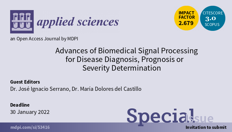 Dragana_MDPI's tweet image. #SpecialIssue: Advances of #BiomedicalSignalProcessing for #DiseaseDiagnosis, Prognosis or Severity Determination
🔗mdpi.com/journal/applsc…
Guest Editor: Dr. José Ignacio Serrano &amp;amp; Dr. María Dolores del Castillo @CARobotica_
#medicalimage @Applsci