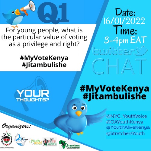 OAYouth Kenya (@oayouthkenya) on Twitter photo For young people, what is the particular value of voting as a privilege and right?
#MyVoteKenya
#Jitambulishe
<a href="/IEBCKenya/">IEBC</a>
<a href="/IEBC_YCC/">IEBC YOUTH COORDINATING COMMITTEE(YCC)</a>
<a href="/NYC_YouthVoice/">National Youth Council Kenya</a> For young people, what is the particular value of voting as a privilege and right?
#MyVoteKenya
#Jitambulishe
<a href="/IEBCKenya/">IEBC</a>
<a href="/IEBC_YCC/">IEBC YOUTH COORDINATING COMMITTEE(YCC)</a>
<a href="/NYC_YouthVoice/">National Youth Council Kenya</a>