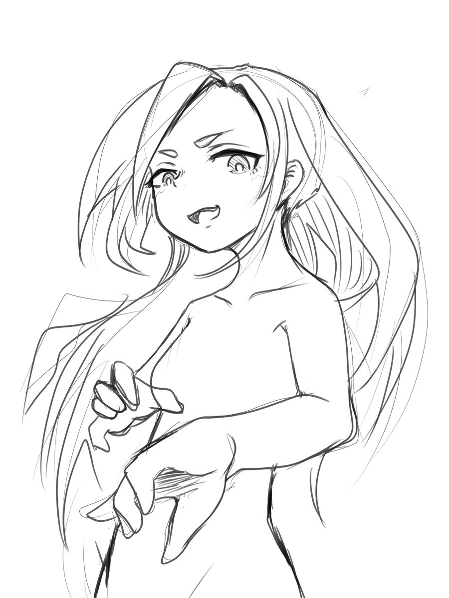 #イラスト #絵 衣装もシチュエーションも決まってない大ラフ