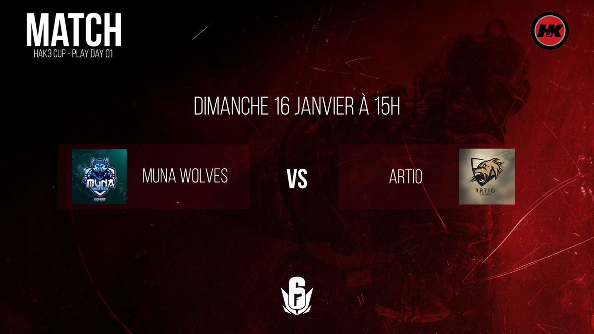 ⚫🔴Annonce Hak3Cup🔴⚫ ( 1er Journée )

Cet après-midi à 15h le dernier match de la 1er journée ce joue .

Match : <a href="/MwS_esport/">MwS esport</a> vs <a href="/ArtioEsport/">Artio Esport | 🇪🇺🇲🇫</a> sur Oregon Cast par <a href="/Hak3_0M1CR0N/">Omicron</a> sur la chaîne Twitch Hak3officiel .

Gl au 2 équipes pour ce match .