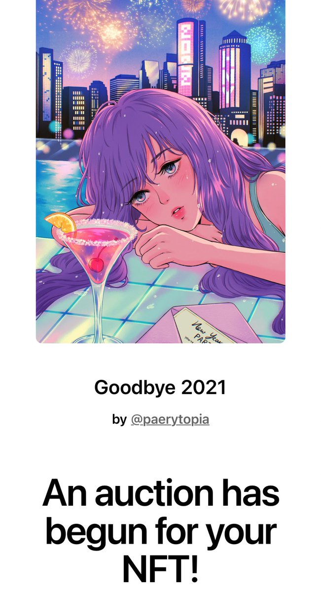 I’m shaking 😭💕🎆 it’s has been a long time for auction moment!!

Thank you so much for placed the 1st bid✨ Antiagent (I can’t find you twitter 🥺) 

Now current bid is 0.2022 😉💖

foundation.app/@paerytopia/~/…