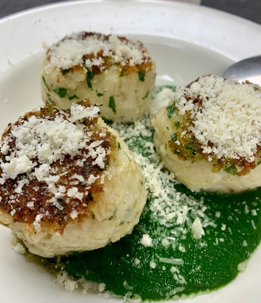 “Suppli” made with celery & spinach on our menu @QuoVadisSoho