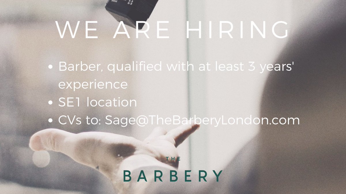 TheBarberyLDN's tweet photo. #barber #thebarbery #barberjobs #londonjobs #organicbarber #JobSearch https://t.co/D5k8ouJkTG
