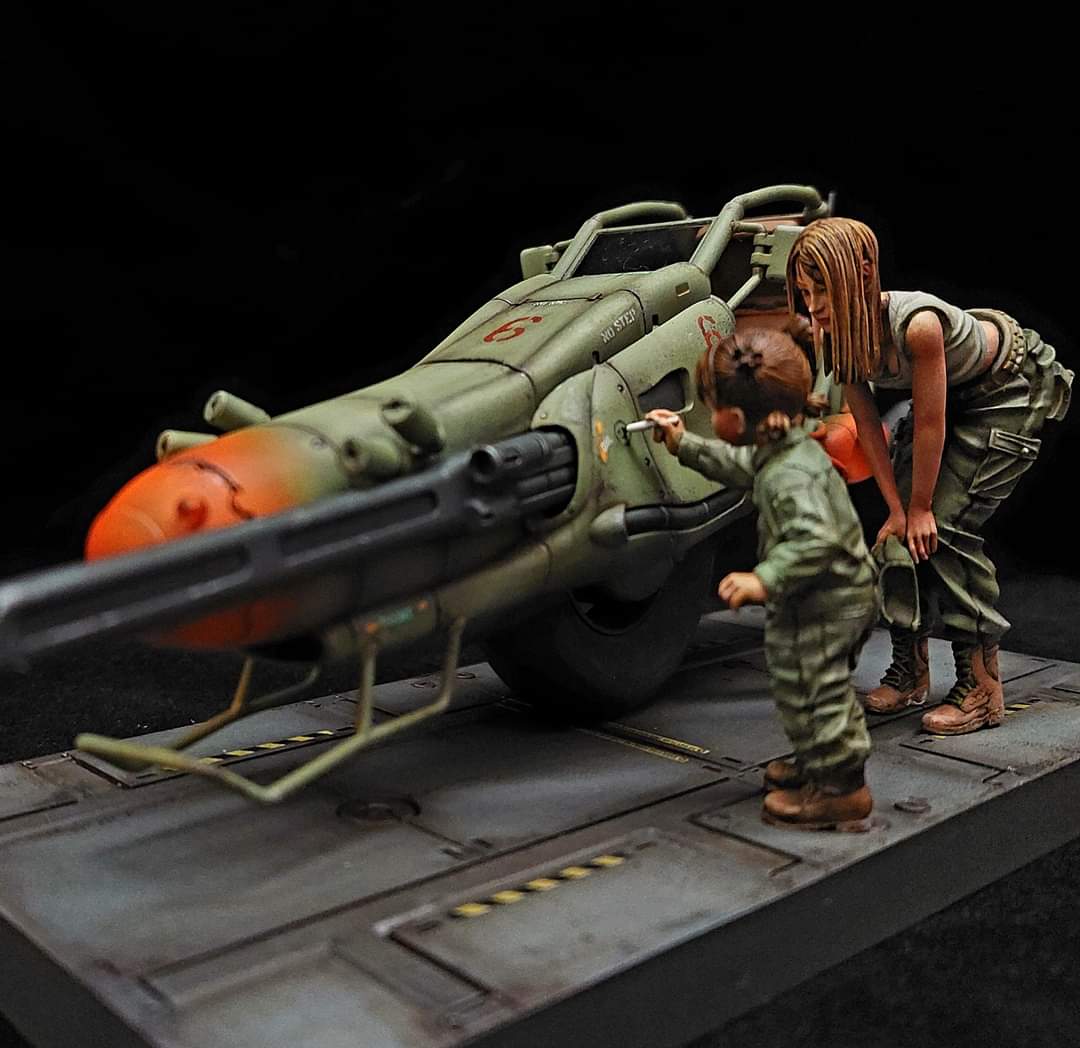 MaKART01750938's tweet photo. 戦闘用モノバイ「ハウンド」
Combat Monobike "Hound"
Wave 1/20 plastic kit with Brick Works and Tori Factory resin figures
by Ming Cho

FB @ kinming.cho.9

#Art #sf3d #マシーネン #マシーネンクリーガー #maschinenkrieger #maschinen #mak #kowyokoyama #横山宏 https://t.co/gxDyRbdG43
