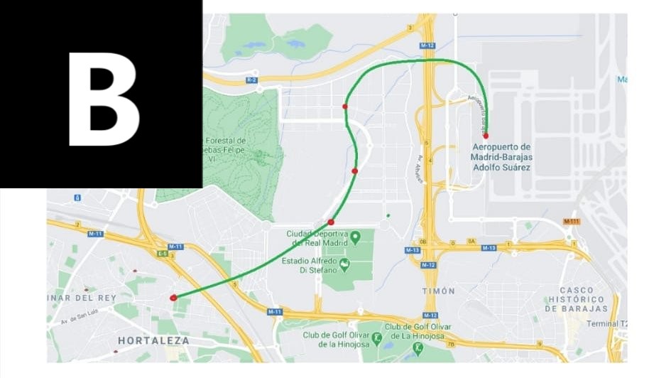 MadridDealers's tweet photo. ¿Qué plan te parece mejor para ampliar el metro a Valdebebas?

A (5 estaciones): 
Cárcavas / C. Justicia / Zendal / T4 / C. Comercial / CEIP Di Stefano y Posible conexión con Sanchinarro

B (3 estaciones): 
C. Justicia / Samaranch-Reiche / Aldecoa-Zuazo / T4 https://t.co/Jc8HXeJhF6