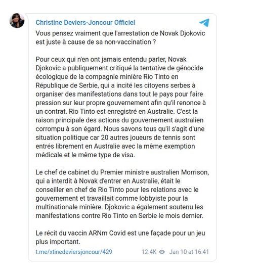 idrissaberkane's tweet image. Petit éclaircissement salutaire sur l’affaire Djokovic, dont vous n’entendrez pas parler dans un des média vendus du groupe Altice.