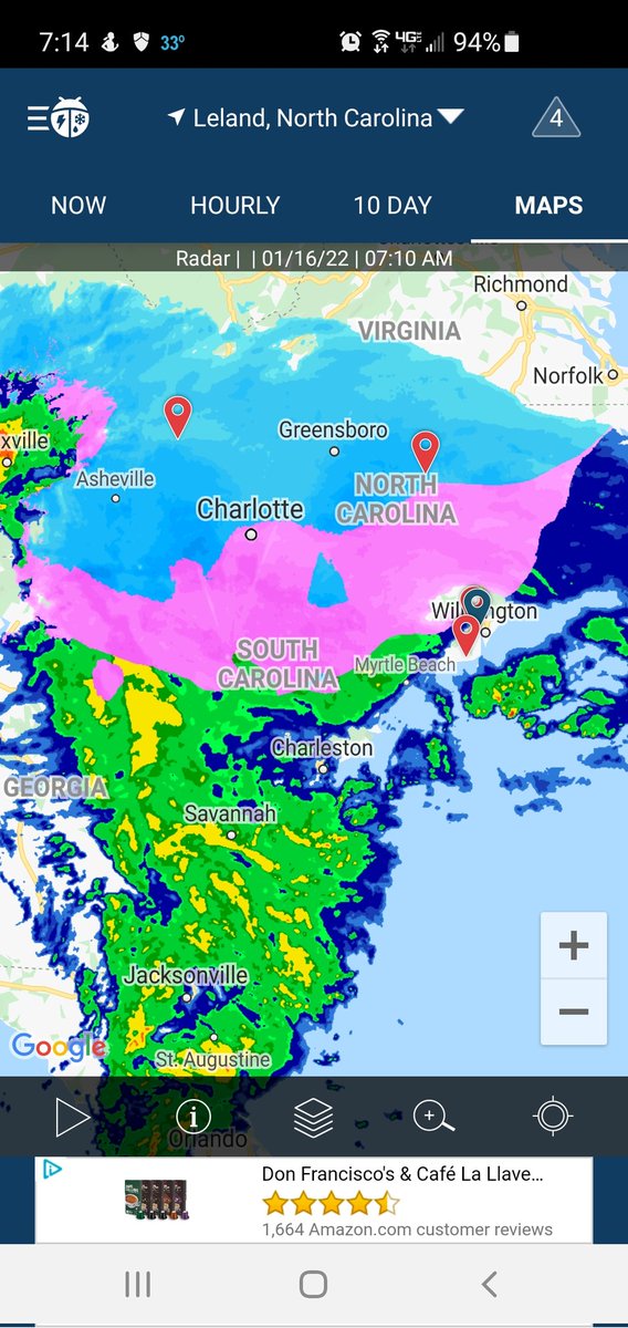 FrankWilliams's tweet photo. Quite a radar shot. #brunsco #ilm #colco #ncwx https://t.co/AAbQzlOwPb