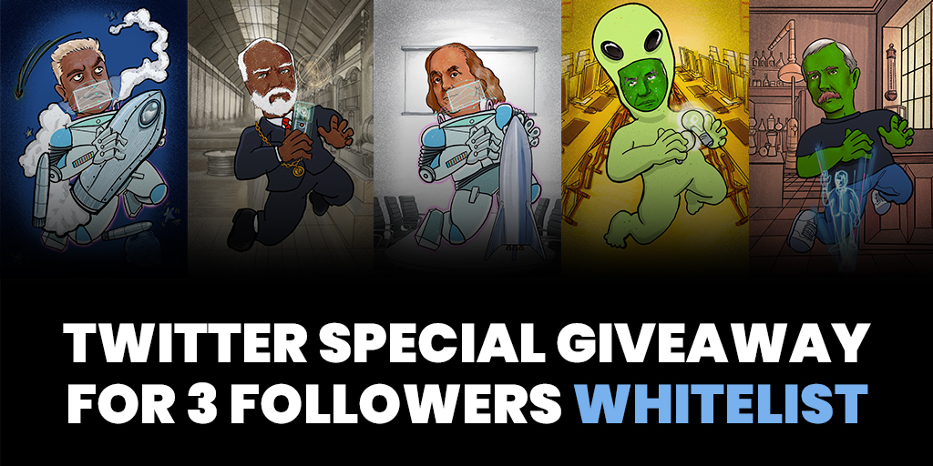 Twitter Special Giveaway!
Whitelist to our 3 followers.

- Follow <a href="/InventorClubNFT/">Inventor Club</a> 
- Tag 3 friends
- Like and RT the Tweet

Result in 48h!

#NFT #NFTGiveaways #nftwhitelist  #NFTCommunity #NFTCollection #digitalart #ETH #opensea #OpenSeaNFT