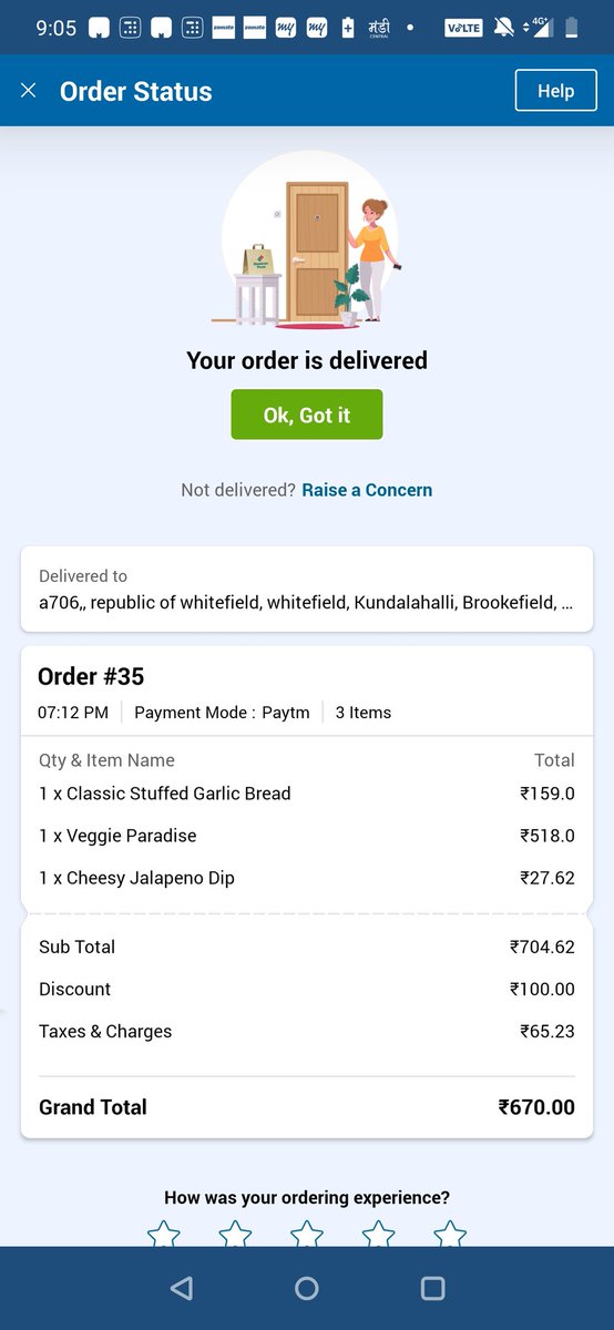 thakore08's tweet photo. @dominos_india what happened to the 30min guarantee. Never bothered, but lying if you missed is not done. The order was delivered on time, but if the delivery guy entered the society 17mins later than the delivered time. How did he deliver? https://t.co/zkEZ5AAyEo