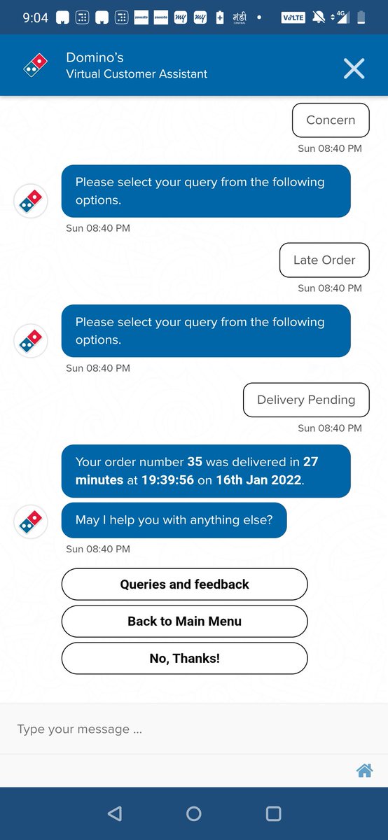 thakore08's tweet photo. @dominos_india what happened to the 30min guarantee. Never bothered, but lying if you missed is not done. The order was delivered on time, but if the delivery guy entered the society 17mins later than the delivered time. How did he deliver? https://t.co/zkEZ5AAyEo