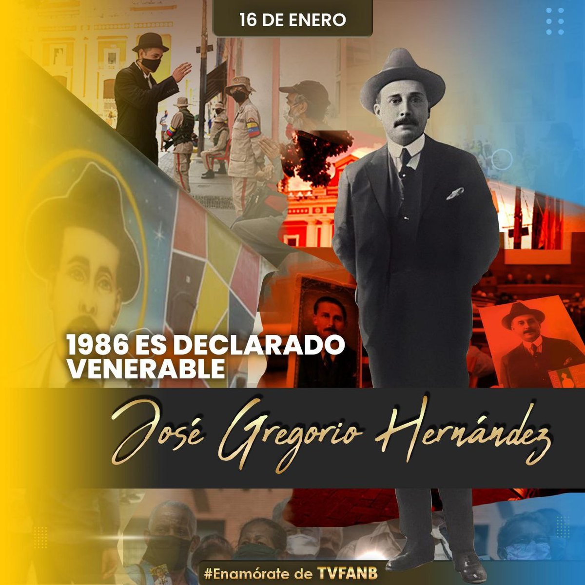 TVFANB's tweet photo. #Efeméride || Tal día como hoy #16Ene  de 1986, el Papa Juan Pablo II, proclamó al venezolano Dr. José Gregorio Hernández, como Venerable, título que lo coloca en el antepenúltimo escalón en el camino a su canonización por parte de la Iglesia Católica.
#SomosEscuadrónSaludable https://t.co/pyMsceQ6Dp