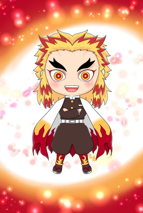 ひろっくまさんがTwitterに投稿した煉獄杏寿郎(鬼滅の刃)のイラスト。