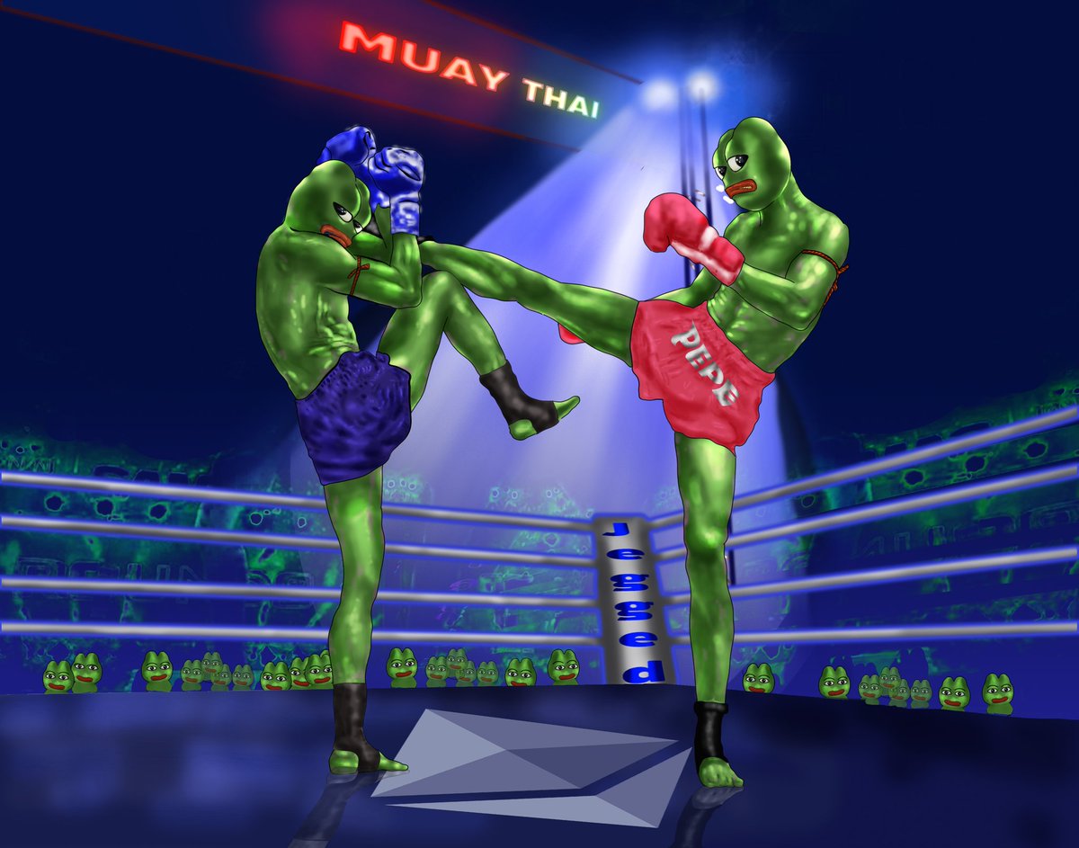 P3P3🐸 fighting Muay Thai. Muay Thai is a favorite of all over the world.  It's a battle of those with a fighter's heart. 3500×2750x300 Sell on opensea 0.69 I hope you will like. Thank you.🙏

 #nfts #pepe #pepethefog #frogfam

opensea.io/assets/0x495f9…

x.com/CryptoHimmapan…