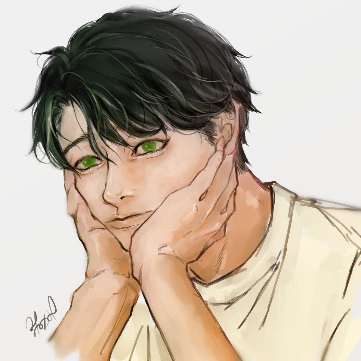 @h_whitewish え!え!よいのですか!??!
でしたらうちの松酒永くんを…お願いしたいです…うさぎさんの描かれるクール系美人が大好きなので… 