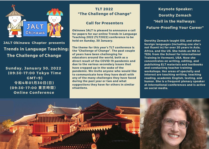 Looking forward to this conference on January 30th. Great theme, Great plenary speakre (<a href="/DorothyZemach/">Dorothy Zemach</a>) <a href="/OkiJALT/">GURGAVIN…@..@gurgavin</a> puts on excellent online events. Direct link for registration: lnkd.in/gHz79fDd More info about the conference: lnkd.in/grn9iQjH