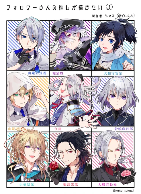 一回目!いろいろ描けて楽しかったですありがとうございました!残りは次回
#フォロワーさんの推しが描きたい 
