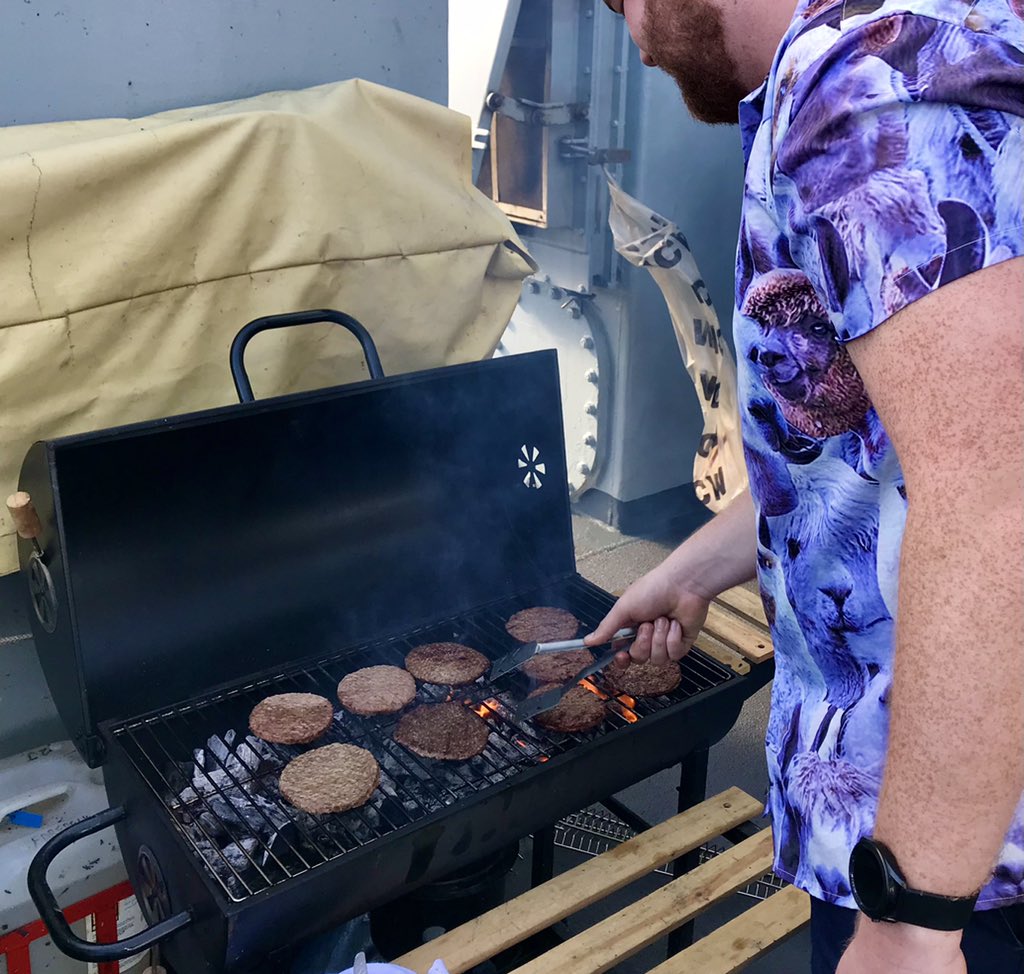 Our first BBQ of the year!👇 Not bad for winter in the North Atlantic - this crew is made of hardy stuff! #GreatScott #GreatFun