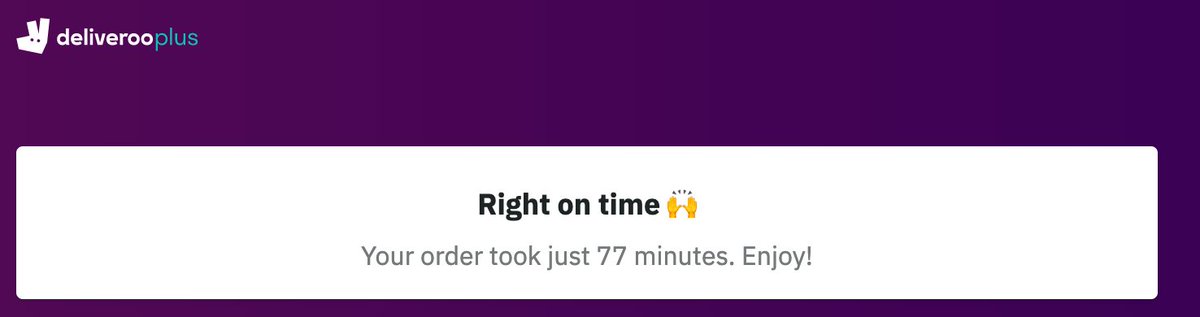 Massive high 5 to our friends at <a href="/Deliveroo/">Deliveroo</a>! Just 77 minutes for our subway sandwich 😂😛