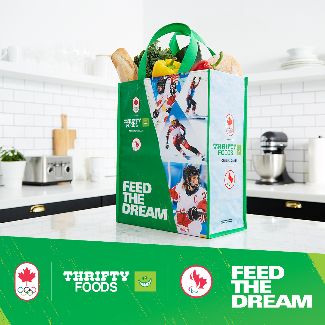 They’re here, again! Our limited edition Feed The Dream reusable bags are perfect for shopping and displaying your Team Canada pride. Plus, proceeds from sales help support our Olympic and Paralympic athletes. Be sure to pick one up on your next visit in store.